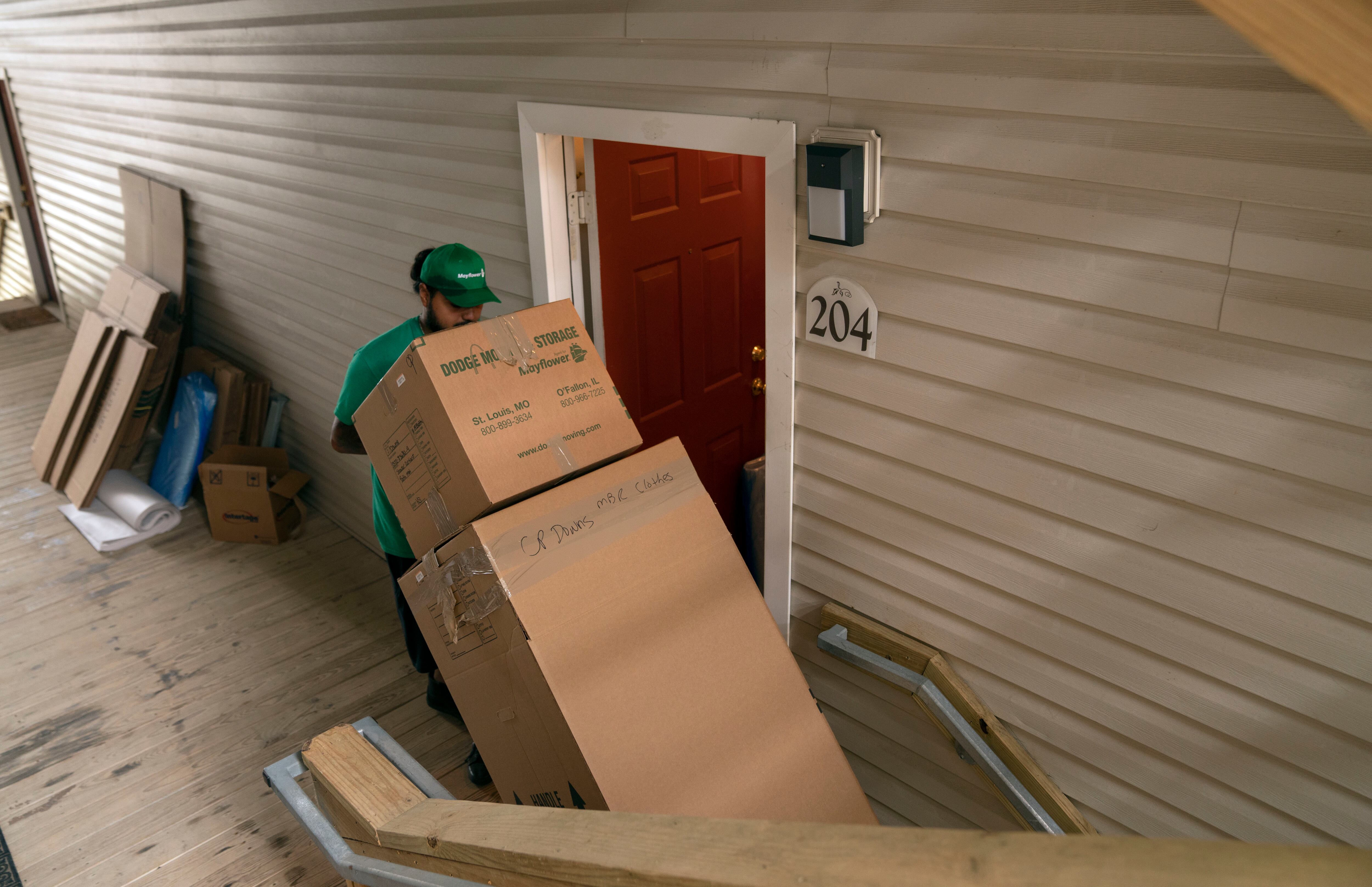 Contracted personnel perform an accountability assessment and pack items belonging to a soldier before her moving to a different state, June 12, 2019.