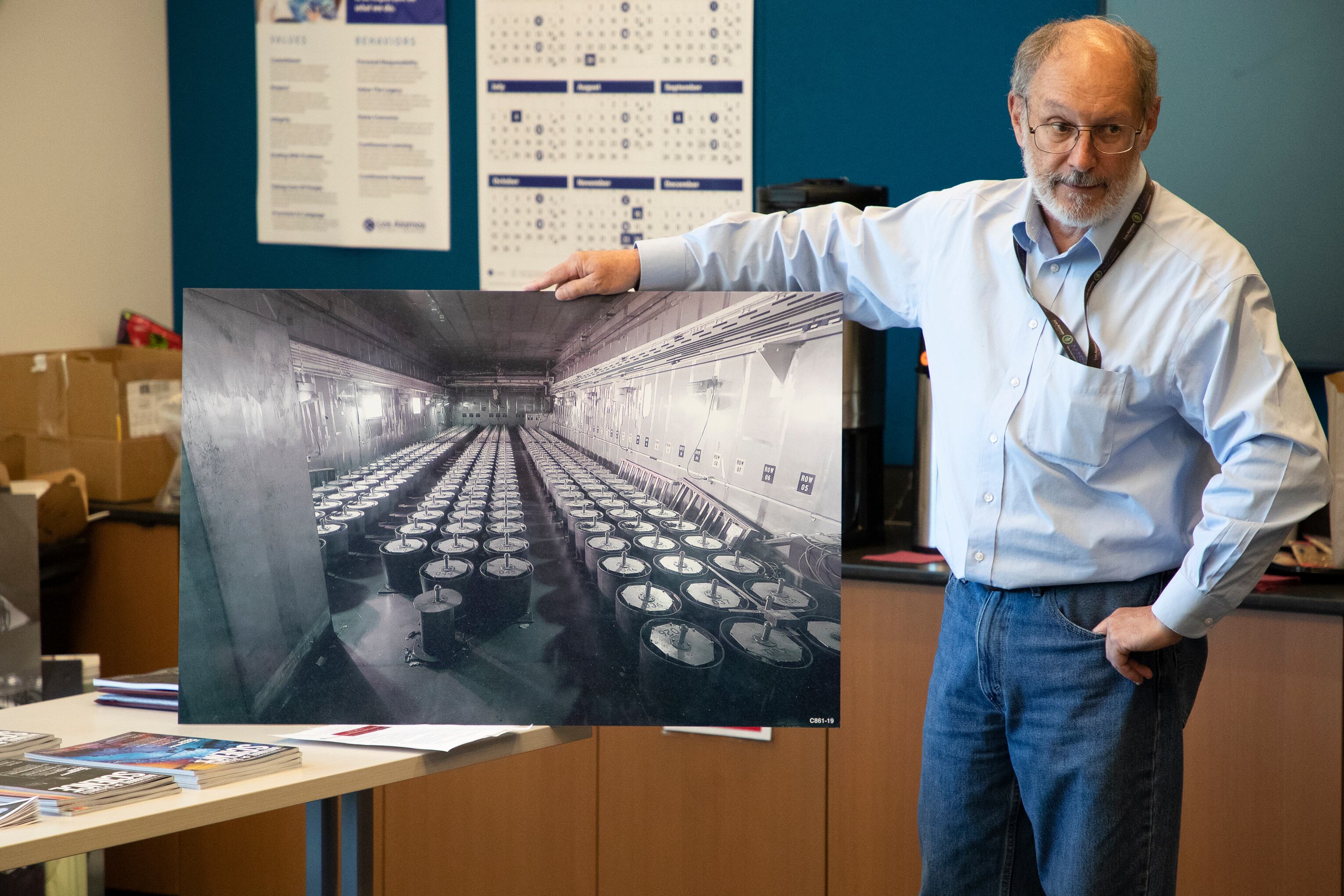 In this image provided by Los Alamos National Laboratory, Bob Webster, deputy director of weapons at Los Alamos speaks on June 23, 2023, at Los Alamos National Laboratory, in New Mexico.