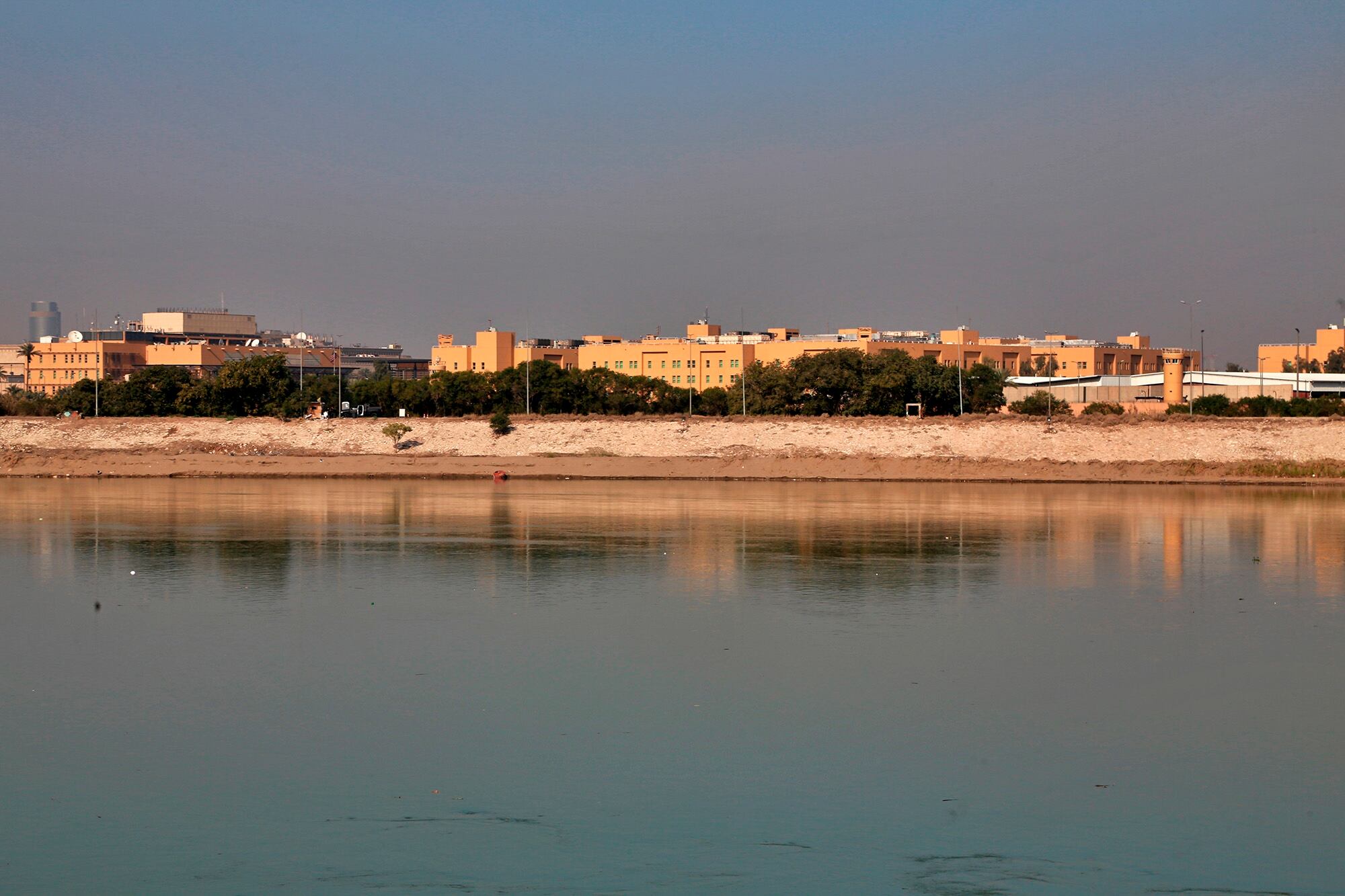 The U.S. Embassy is seen from across the Tigris River in Baghdad, Iraq Jan. 3, 2020.