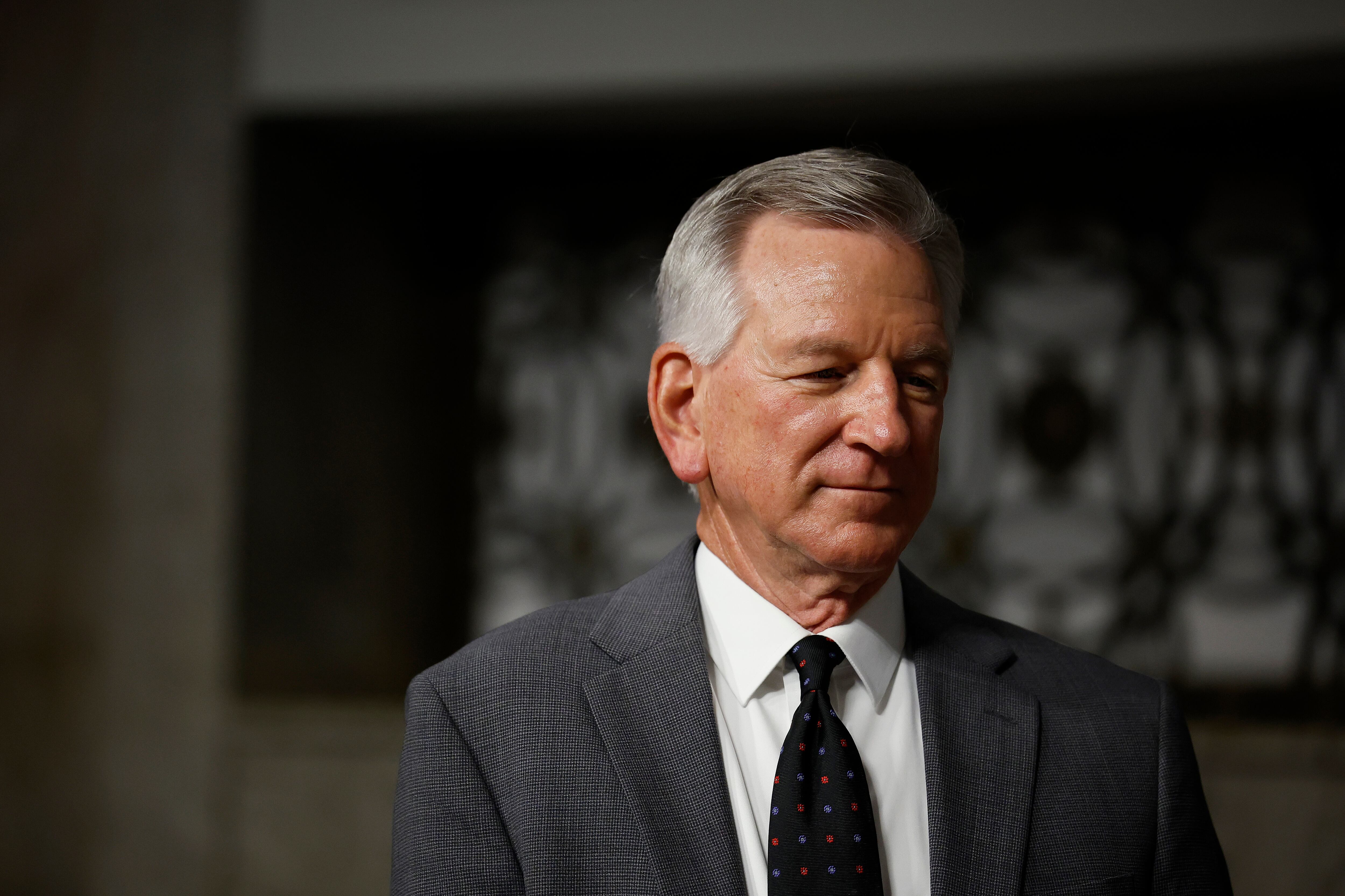 Senate Armed Services Committee member Sen. Tommy Tuberville, R-Ala., prepares for U.S. Air Force Lieutenant General Timothy Haugh's confirmation hearing to be the next leader of the National Security Agency and U.S. Cyber Command in the Dirksen Senate Office Building on Capitol Hill on July 20, 2023 in Washington, DC.