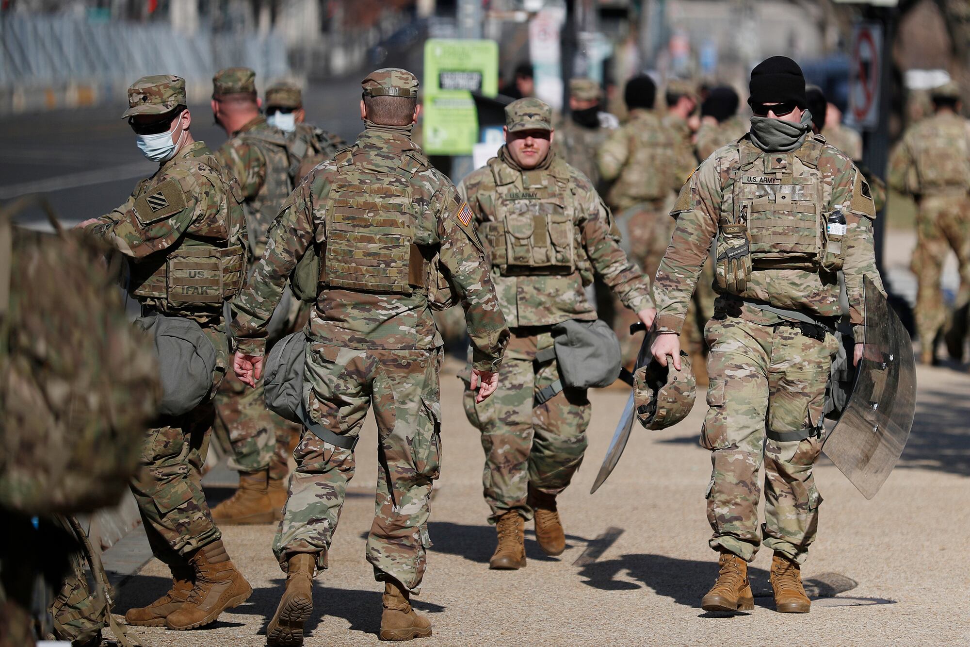 National Guard troops continue to be deployed around the Capitol one day after the inauguration of President Joe Biden, Thursday, Jan. 21, 2021, in Washington.