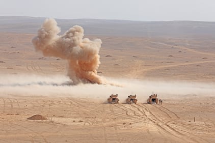 Soldiers practice detonating Bangalore torpedoes in Jordan, Aug. 29, 2019, during Eager Lion, a major U.S. Central Command exercise that aims to integrate forces in a multilateral environment.