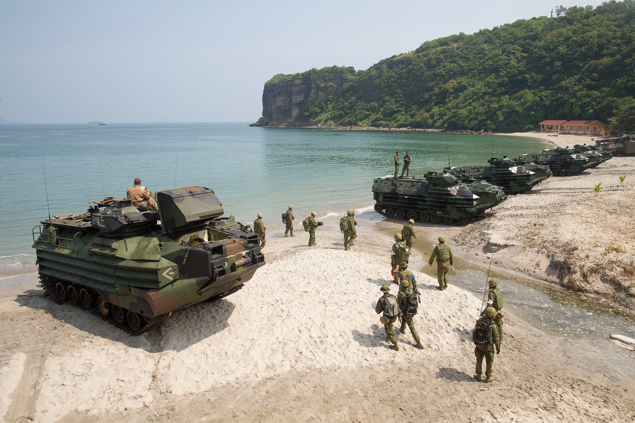 Philippine Marines, U.S. Marines, Japanese Soldiers conduct AMPHIBEX during KAMANDAG 3