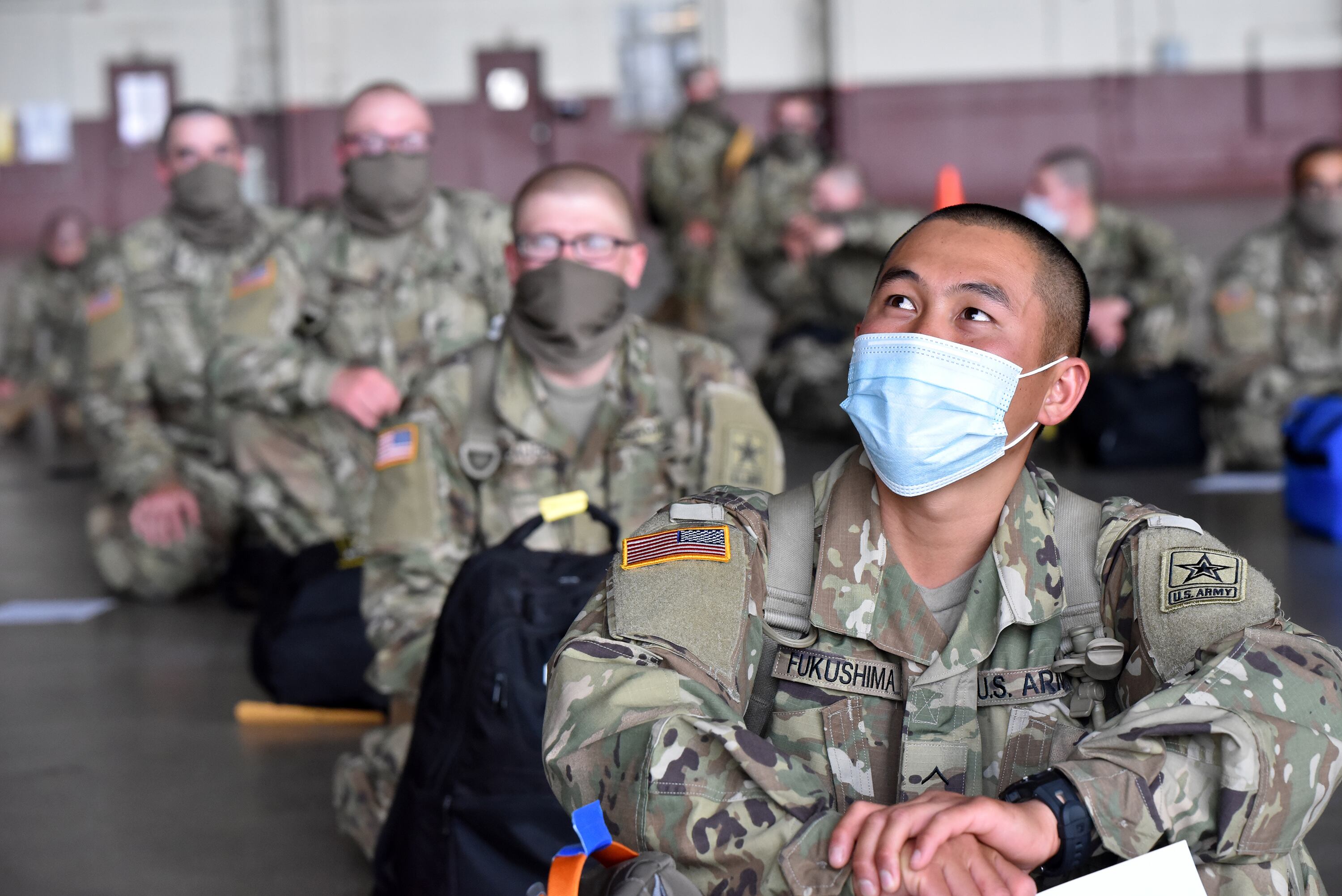 BCT Soldiers transported via contracted commercial airplane to the U.S. Army Medical Center of Excellence