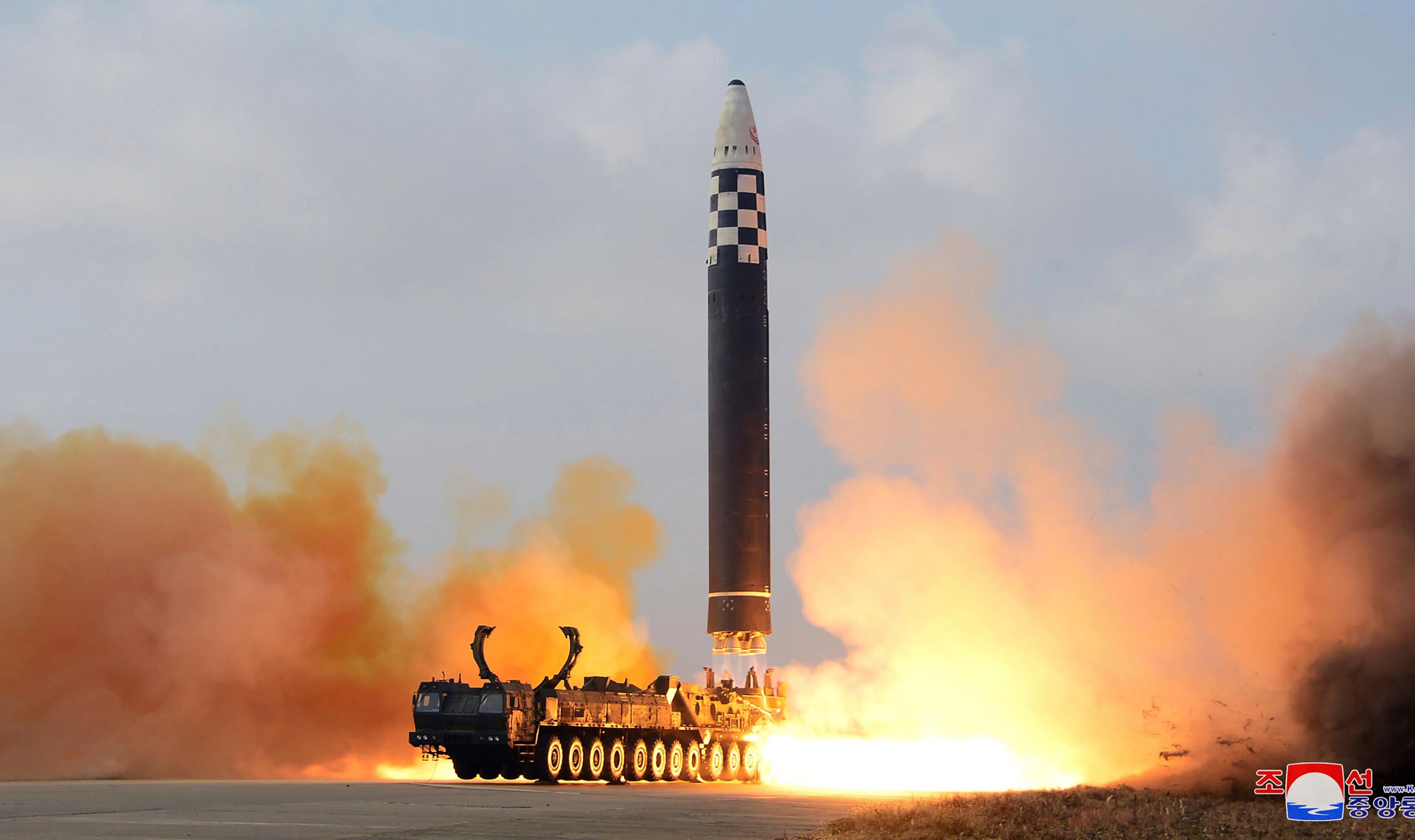 This photo provided on Nov. 19, 2022, by the North Korean government shows the test-firing of a missile at Pyongyang International Airport in Pyongyang, North Korea, Friday, Nov. 18, 2022.