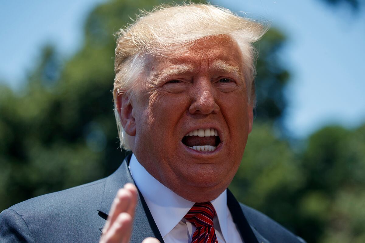 President Donald Trump speaks to reporters on the South Lawn of White House on June 11, 2019, in Washington.