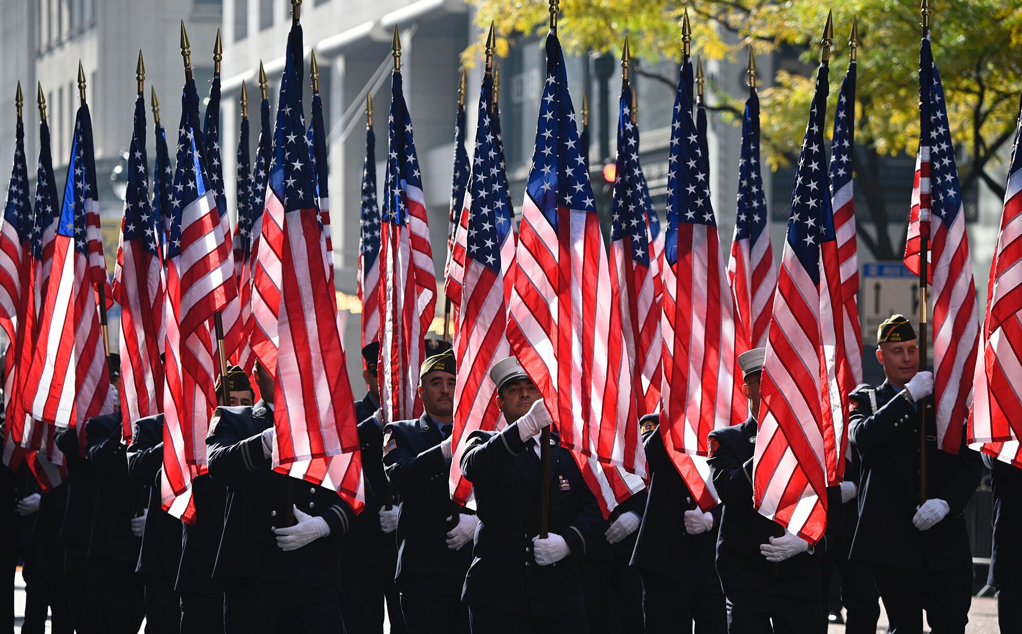 People attend the Veterans Day parade at 5th Avenue on Nov. 11, 2019, in New York City.