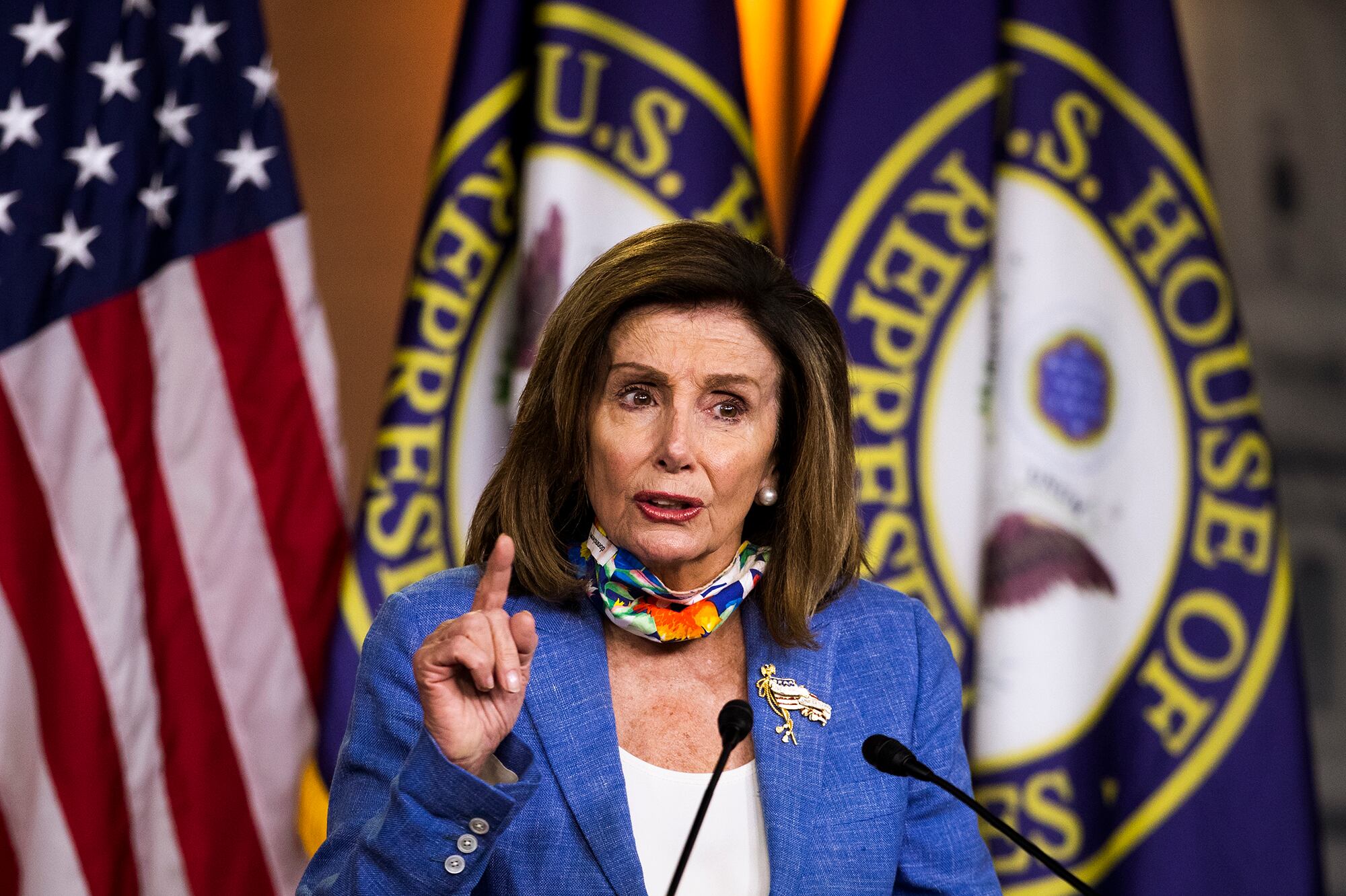 House Speaker Nancy Pelosi of Calif., speaks during a news conference on Capitol Hill on July 2, 2020, in Washington.