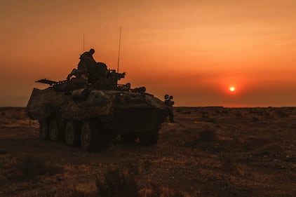 Marines operate a Light Armored Vehicle during a combat readiness evaluation at Marine Corps Air Ground Combat Center Twentynine Palms, Calif., Sept. 17, 2020.